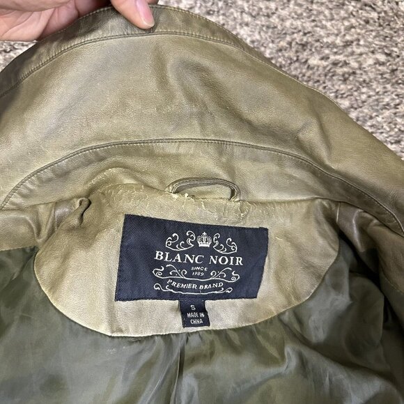 Blanc Noir Woman’s Size Small Green Moto Jacket Faux Leather Zip READ - Picture 5 of 7
